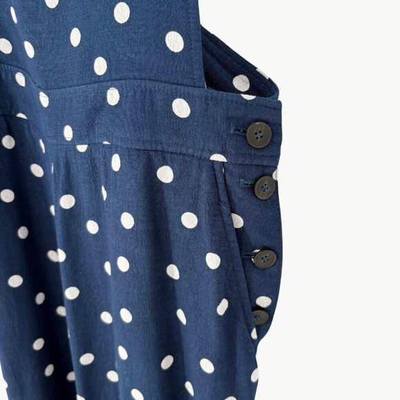 Sézane Women's Julie Polka Dot Wide Leg Overalls Jumpsuit | Sz 38 (US 6) | Blue - Picture 10 of 15